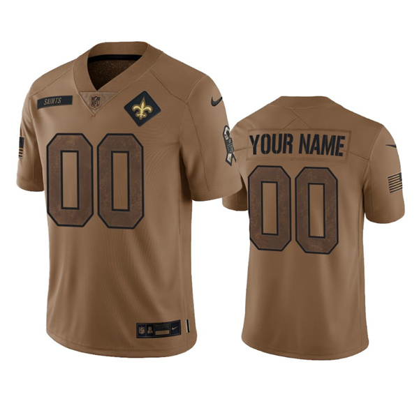 Men%27s New Orleans Saints Active Player Custom 2023 Brown Salute To Setvice Limited Football Stitched Jersey->customized nfl jersey->Custom Jersey